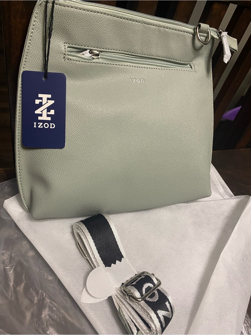 Izod Light Mint Green Crossbody Bag with Detachable Strap